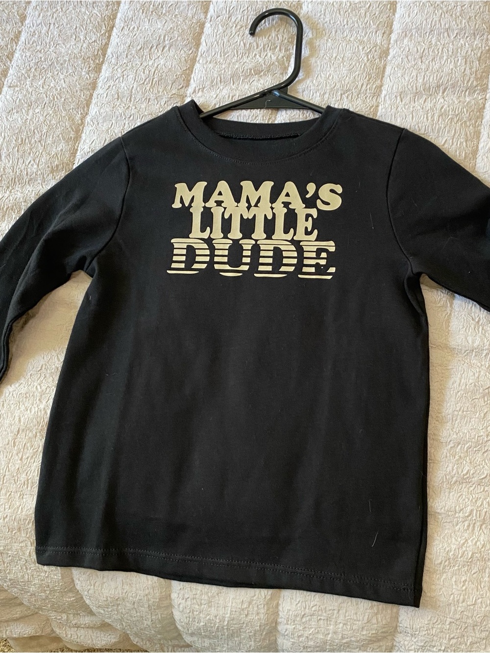 Garanimals Black Long Sleeve Tee with Cream "Mama's Little Dude" Graphic